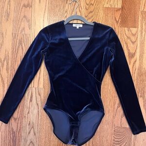 Madewell Velvet Wrap Bodysuit Blue Size XS